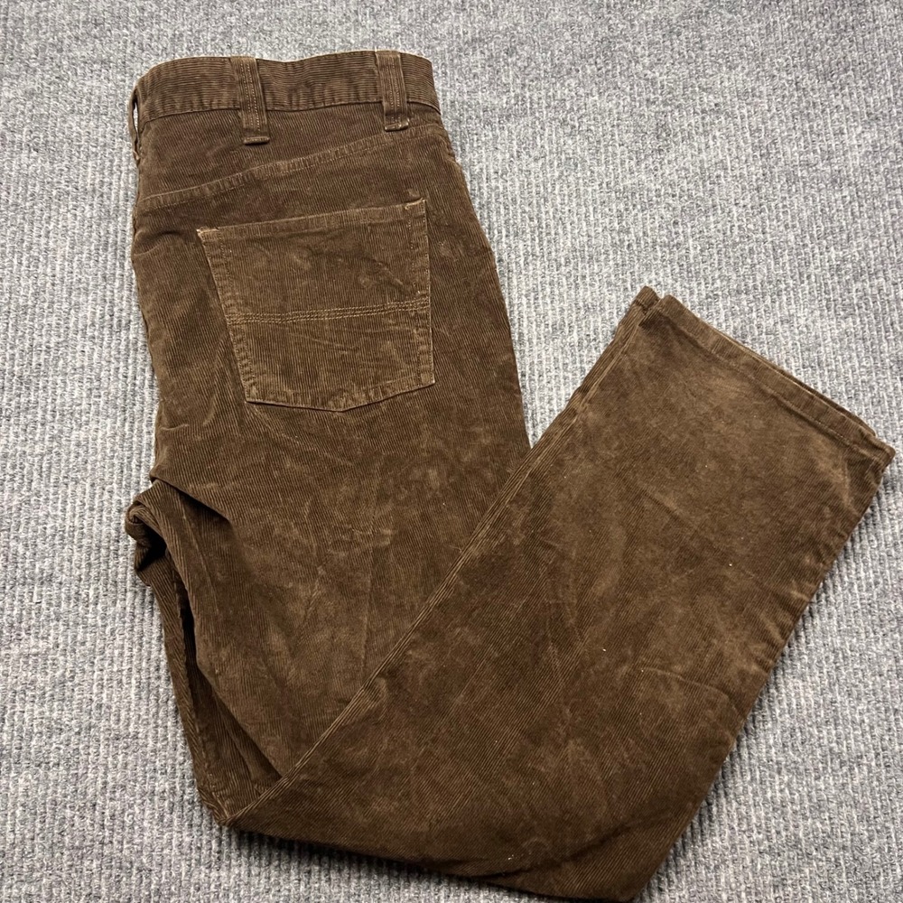 LL Bean Standard Fit Corduroy Pants Mens 38x30 Brown Stretch Straight Leg